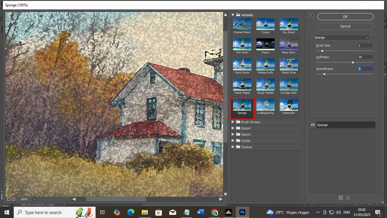 Panduan Lengkap Menggunakan Filter Artistic Sponge di Photoshop untuk Efek Artistik