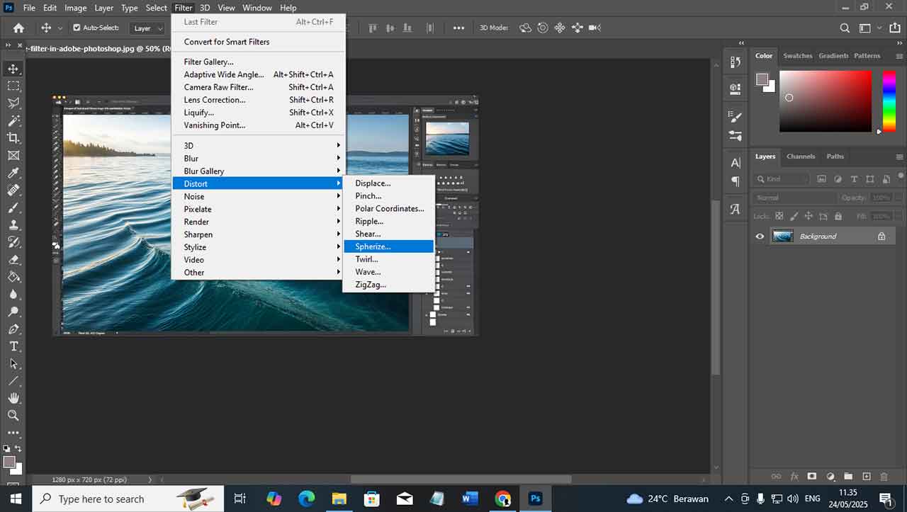 Mengoptimalkan Efek Visual dengan Filter Distort Spherize pada Adobe Photoshop