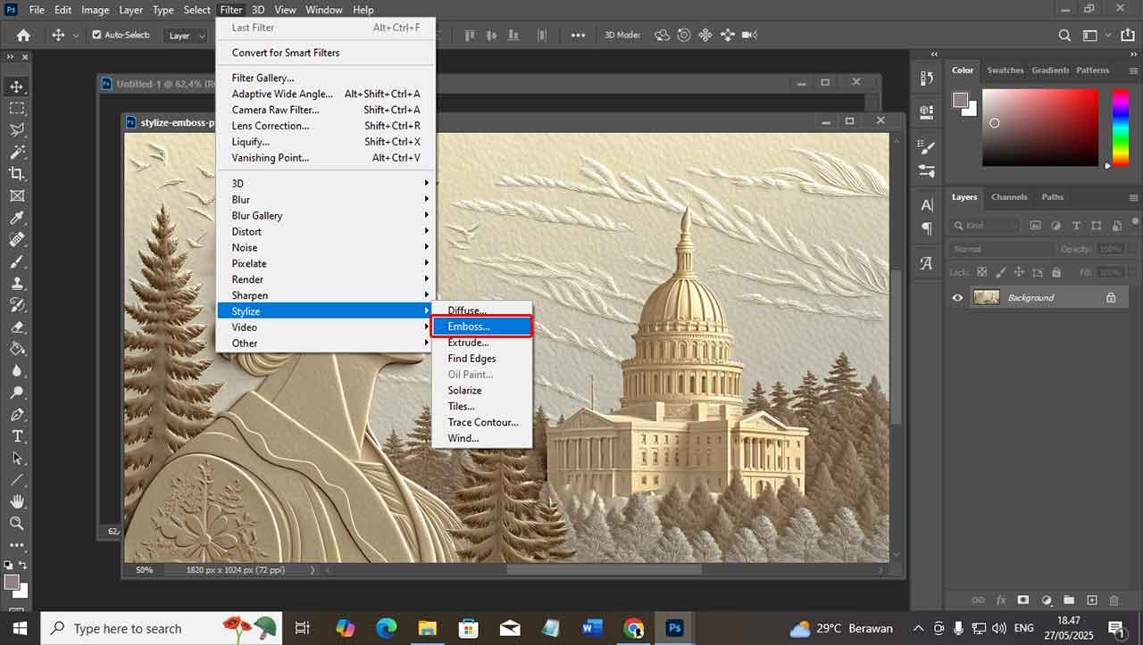 Panduan Lengkap Menggunakan Filter Stylize Emboss di Photoshop untuk Efek Tekstur Profesional