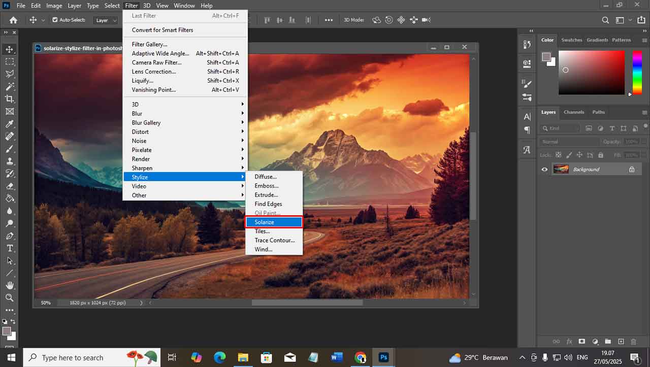 Cara Menggunakan Filter Stylize Solarize di Photoshop untuk Efek Visual Unik