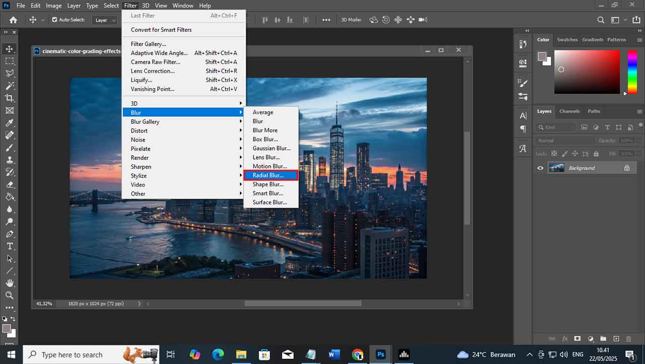 Mengenal dan Mengoptimalkan Fitur Radial Blur pada Adobe Photoshop