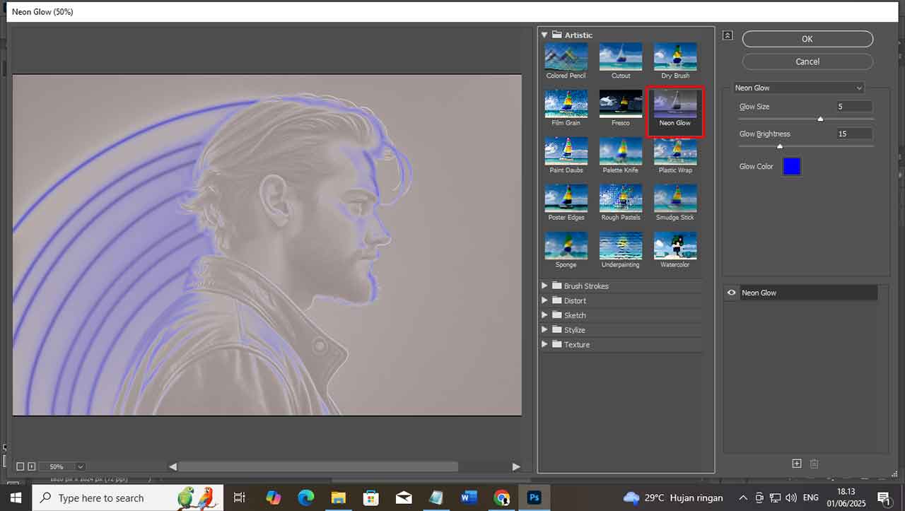 Cara Menggunakan Filter Artistic Neon Glow di Photoshop untuk Efek Visual yang Memukau