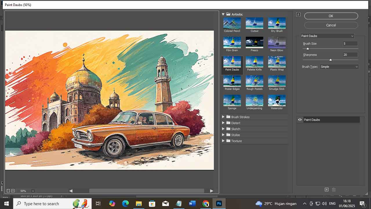 Cara Menggunakan Filter Artistic Paint Daubs di Photoshop untuk Efek Lukisan yang Menawan