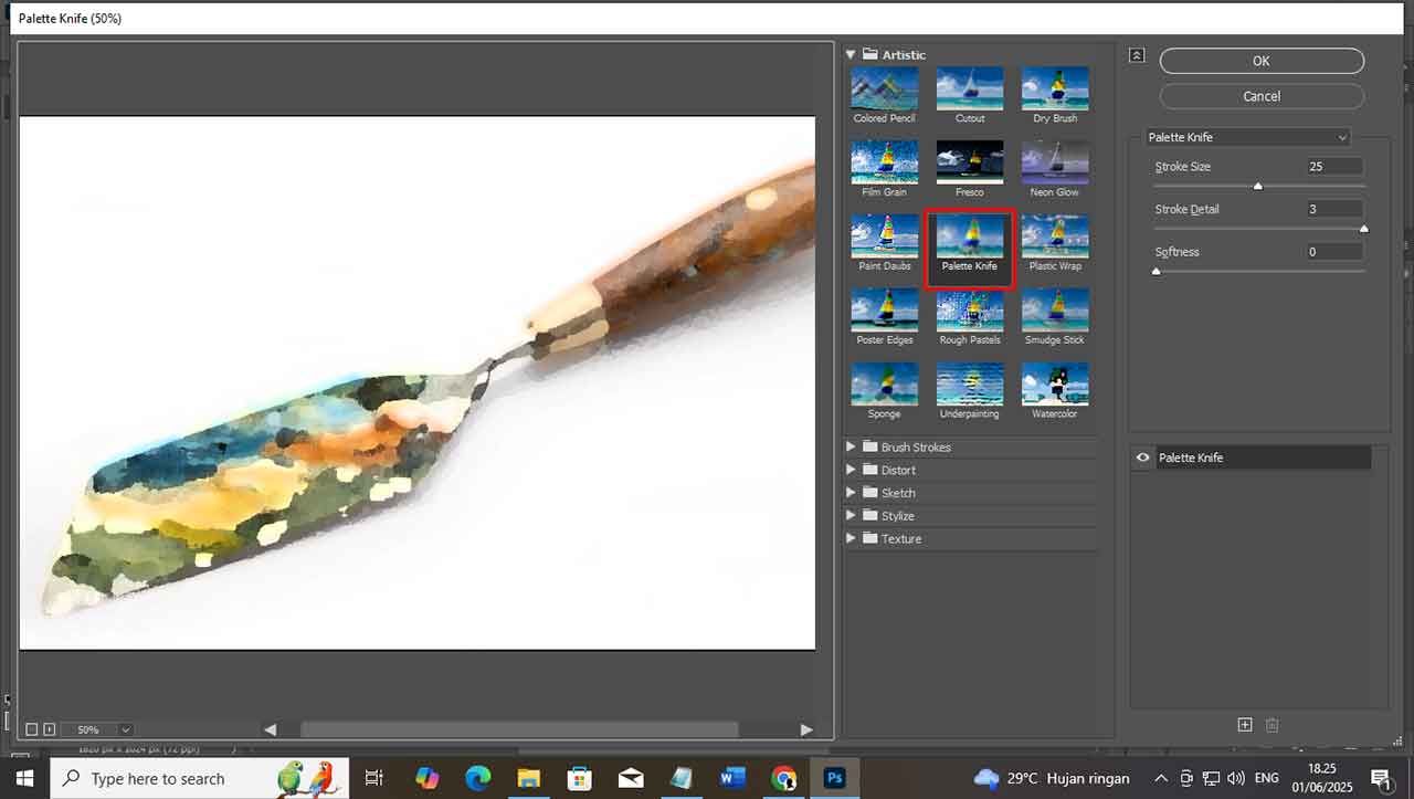 Cara Menggunakan Filter Artistic Palette Knife di Photoshop untuk Efek Visual yang Unik