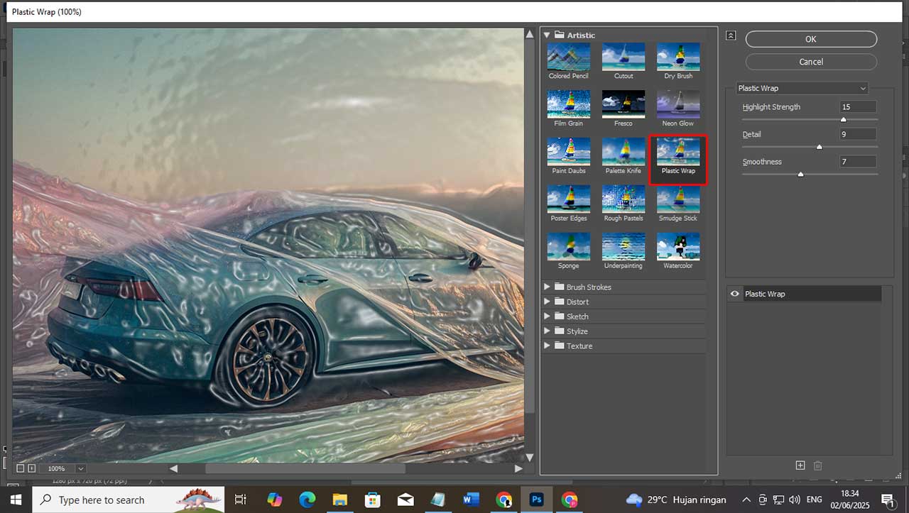 Mengenal Filter Artistic Plastic Wrap di Photoshop: Fungsi dan Cara Penggunaannya