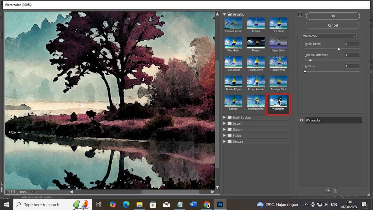 Cara Menggunakan Filter Artistic Watercolor di Photoshop untuk Efek Lukisan Digital yang Memukau